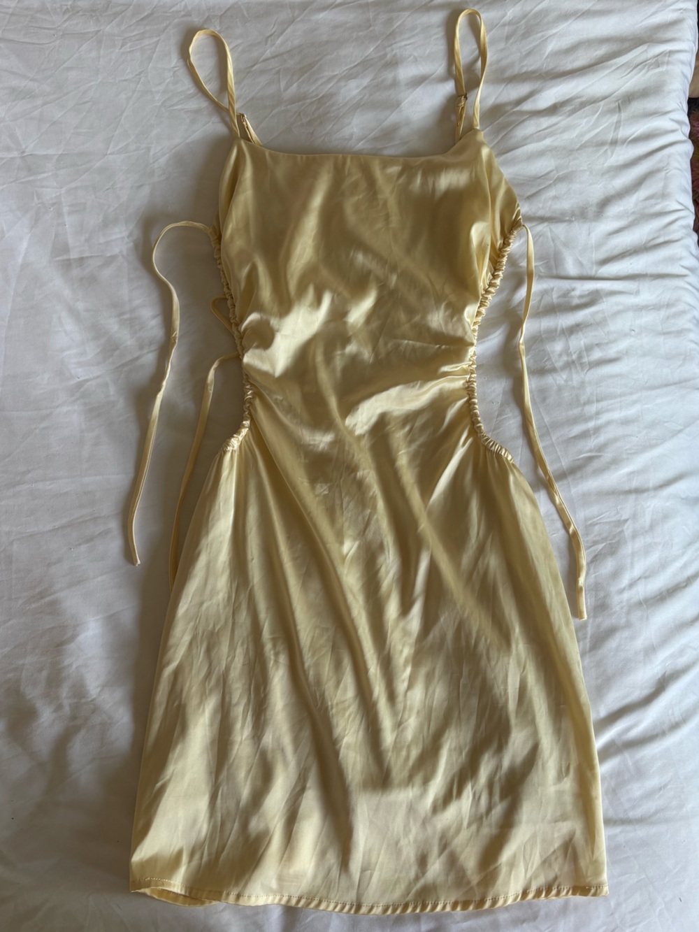 Gold Ruched Cut-Out Dress